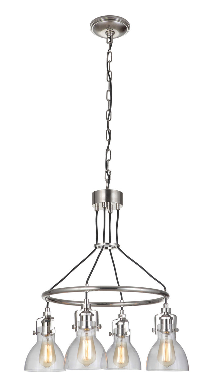 State House Four Light Chandelier in Polished Nickel