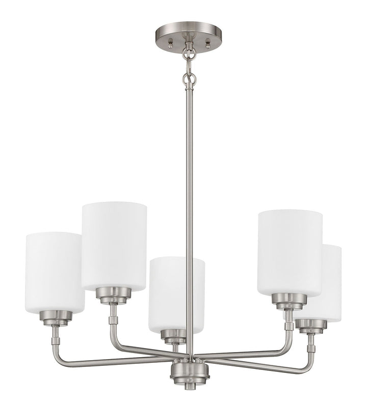 Stowe Five Light Chandelier in Brushed Polished Nickel