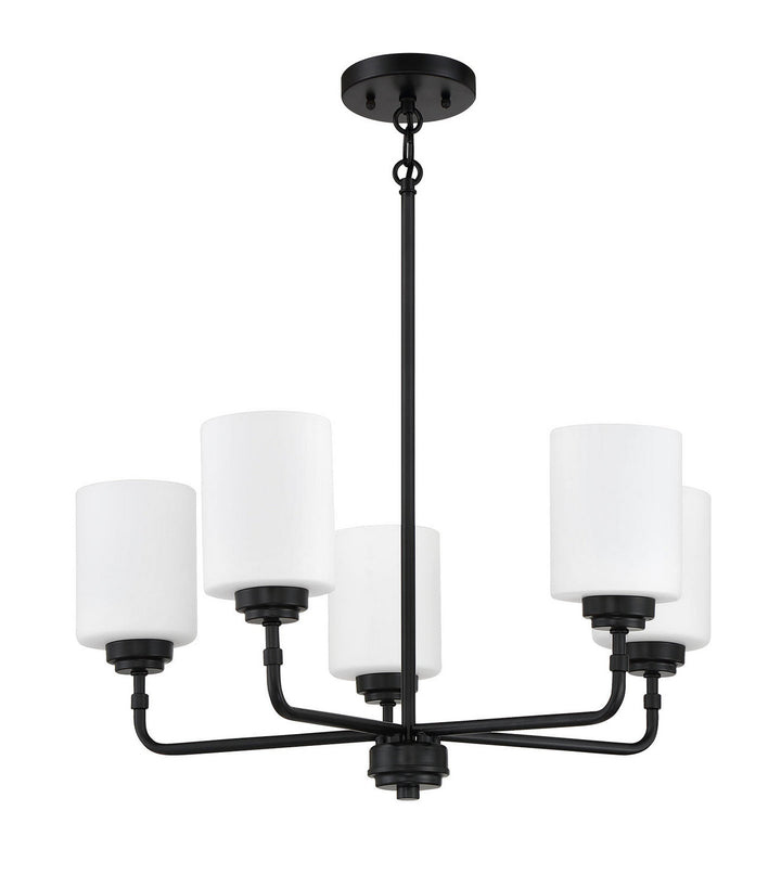 Stowe Five Light Chandelier in Flat Black