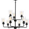 Stowe Nine Light Chandelier in Flat Black