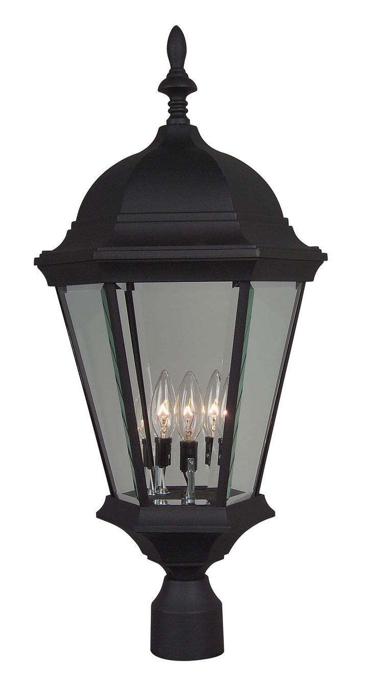 Straight Glass Cast Three Light Post Mount in Textured Black