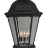 Straight Glass Cast Three Light Post Mount in Textured Black