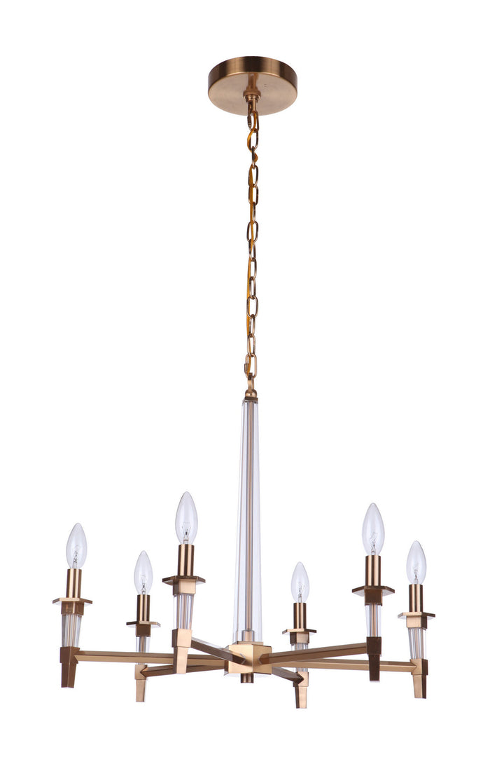 Tarryn Six Light Chandelier in Satin Brass