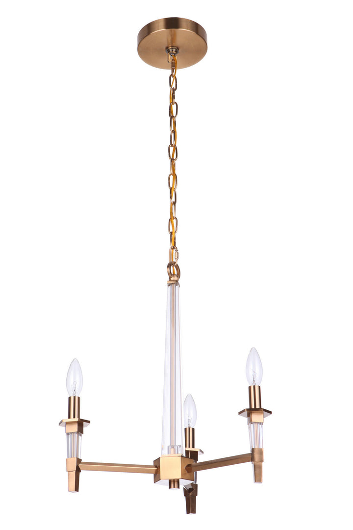 Tarryn Three Light Chandelier in Satin Brass