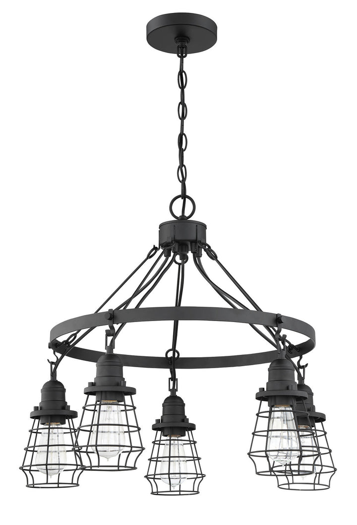 Thatcher Five Light Chandelier in Flat Black