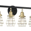 Thatcher Four Light Vanity in Flat Black/Satin Brass