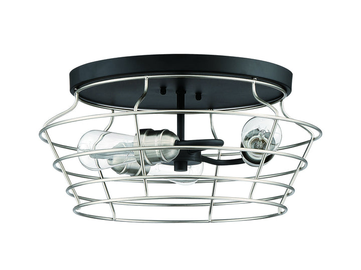 Thatcher Three Light Flushmount in Flat Black/Brushed Polished Nickel