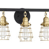 Thatcher Three Light Vanity in Flat Black/Satin Brass