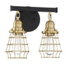Thatcher Two Light Vanity in Flat Black/Satin Brass