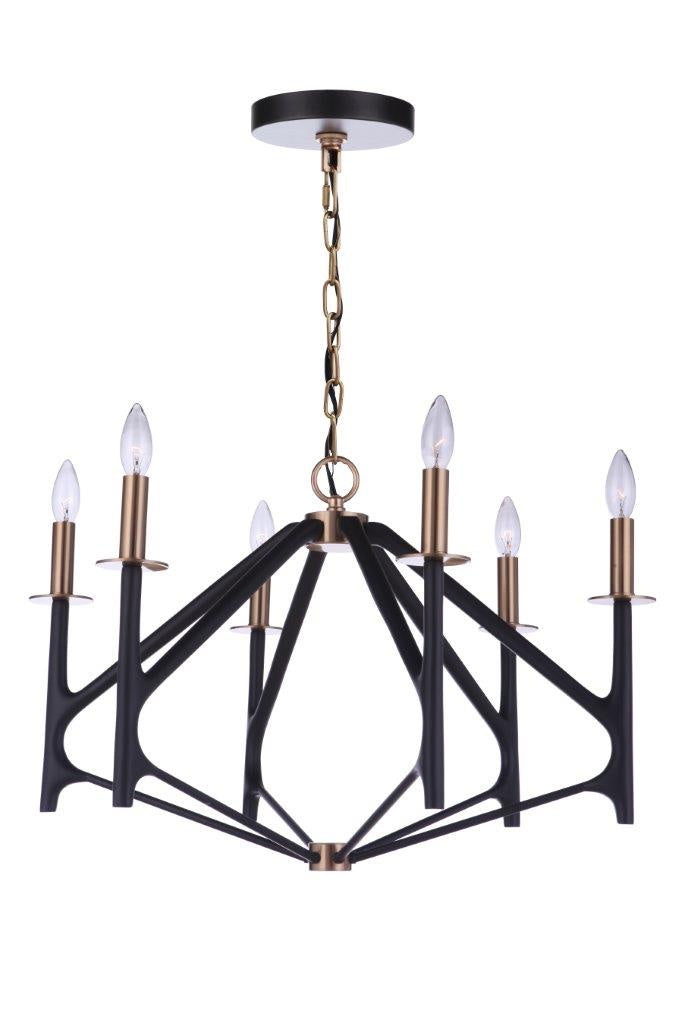 The Reserve Six Light Chandelier in Flat Black/Painted Nickel