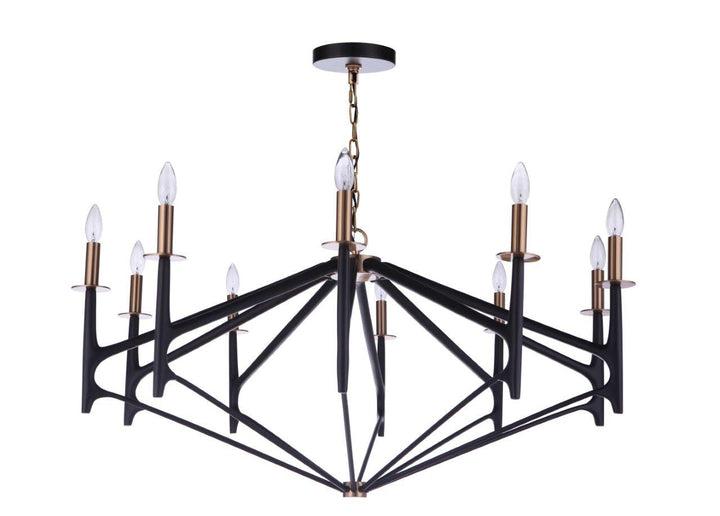 The Reserve Ten Light Chandelier in Flat Black/Painted Nickel