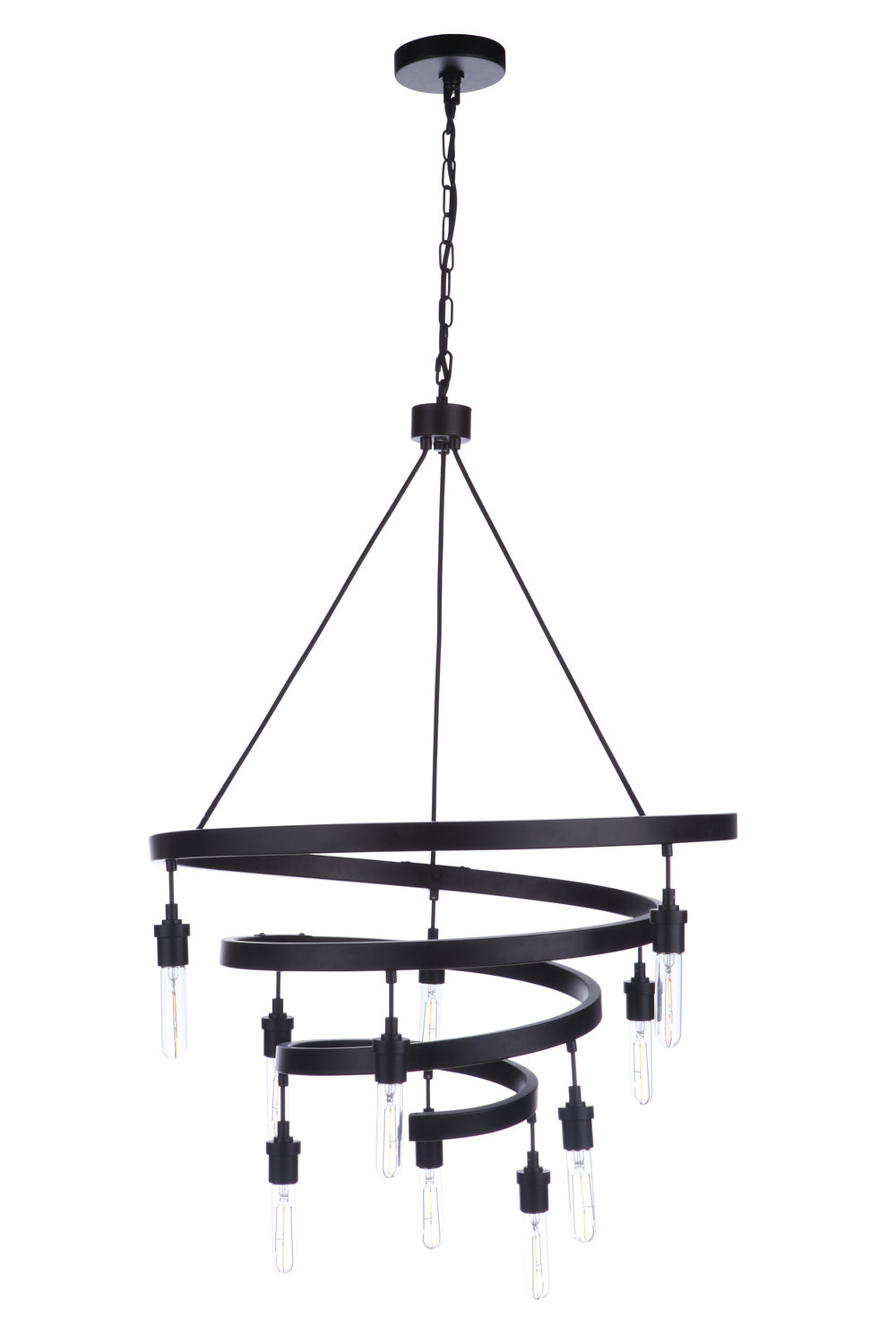 Tranquil Ten Light Chandelier in Flat Black