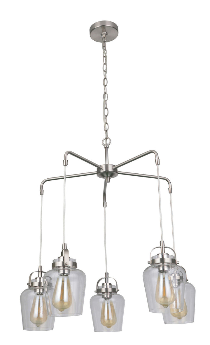 Trystan Five Light Chandelier in Brushed Polished Nickel