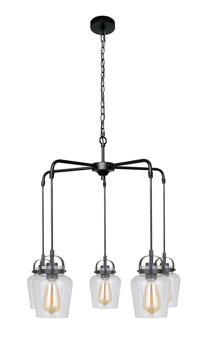 Trystan Five Light Chandelier in Flat Black