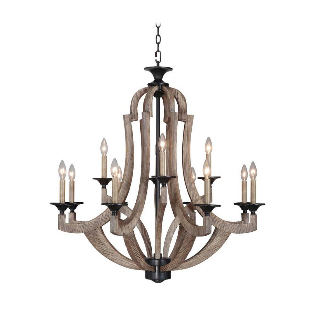 Winton 12 Light Chandelier in Weathered Pine