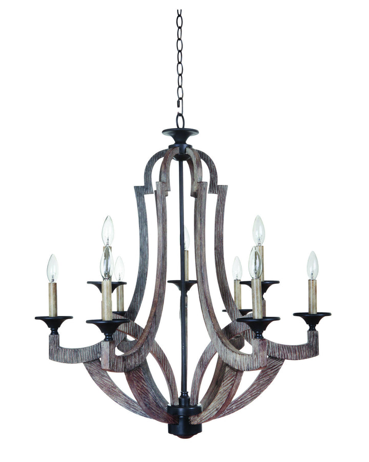 Winton Nine Light Chandelier in Weathered Pine